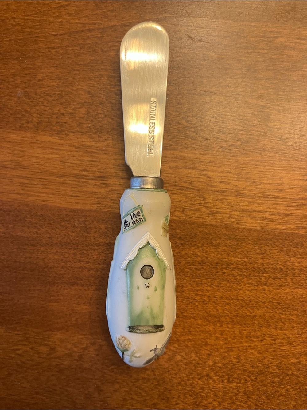 Pfaltzgraff Naturewood small spreader cheese knife stainless steel + ceramic